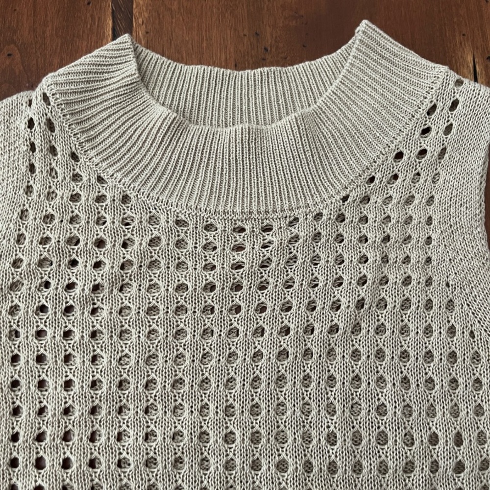 DAZY Tan Open Knit High Neck Sleeveless Top - Picture 3 of 4